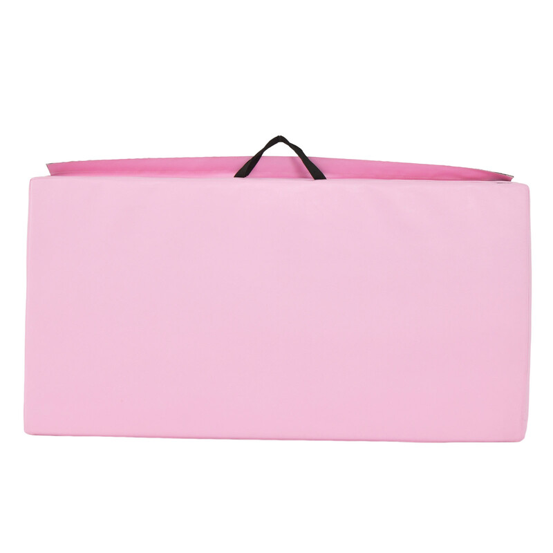 Vikbar gymnastikmatta med handtag och halkfri yta 180 x 60 x 5 cm rosa