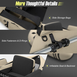 Uppblåsbar fiskeflotte med justerbart ryggstöd och spöhållare 135 x 109 x 54 cm beige