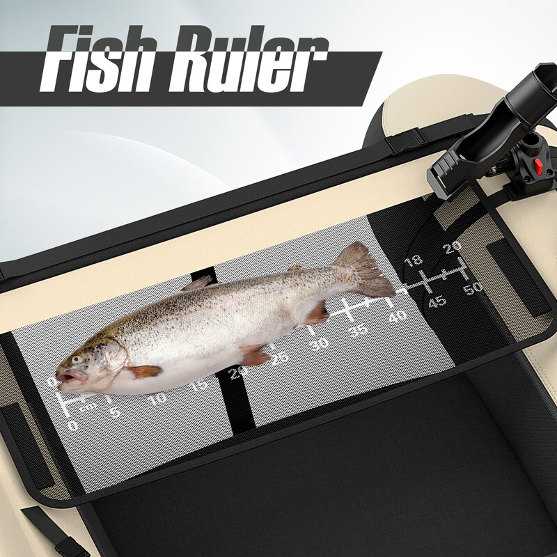 Uppblåsbar fiskeflotte med justerbart ryggstöd och spöhållare 135 x 109 x 54 cm beige