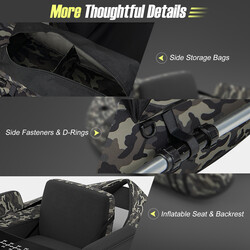 Uppblåsbar fiskeflotte med justerbart ryggstöd och spöhållare 135 x 109 x 54 cm kamouflage