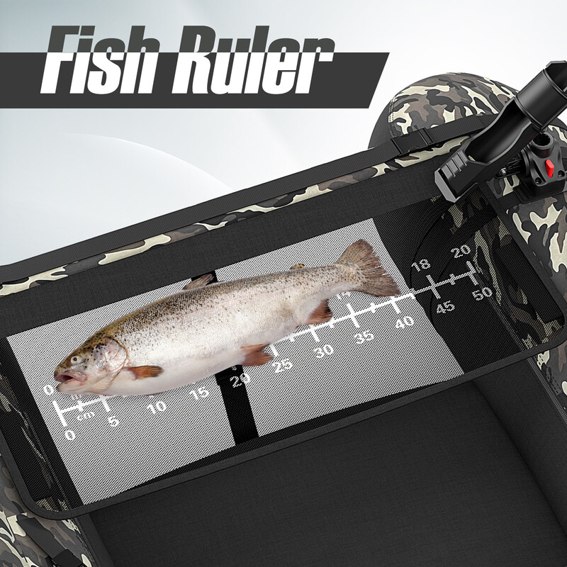 Uppblåsbar fiskeflotte med justerbart ryggstöd och spöhållare 135 x 109 x 54 cm kamouflage