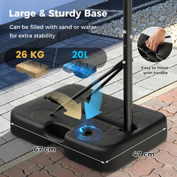 Höj- och sänkbar basketkorg för utomhusbruk med stabil bas och hållbar konstruktion