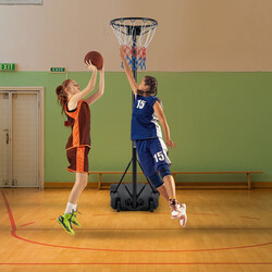 Justerbar basketställning för utomhusbruk med stabil bas och hjul, höjd 260-305 cm