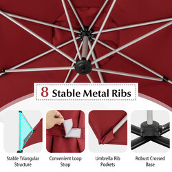 Roterbart parasoll 325 cm med vev och UPF 50+ för trädgård och uteplats