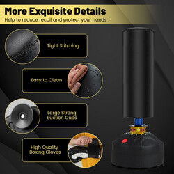 Fristående boxningssäck 173 cm med handskar och sugkoppar för stabil träning hemma