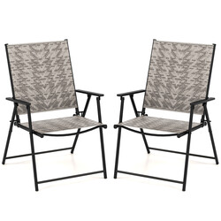 2-pack hopfällbara trädgårdsstolar i PE-rotting med armstöd för balkong och terrass