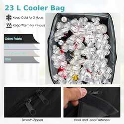 Hollywoodgunga med kylväska, 2-sits, justerbart tak, svart, 180 x 124 x 161,5 cm