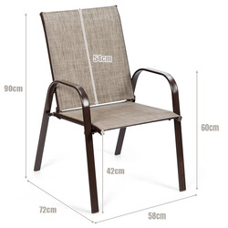 2-pack trädgårdsstolar med böjda armstöd och förstärkt metallram grå