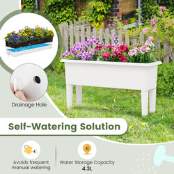 Upphöjd odlingslåda i plast med avtagbara ben och dräneringshål, 29 liter, vit