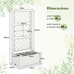 Odlingslåda med justerbar spaljé och smart bevattningssystem för trädgård och balkong