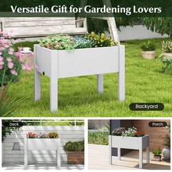 Självbevattnande odlingslåda i plast för trädgård och balkong, 53L, vit, 76x45x61 cm