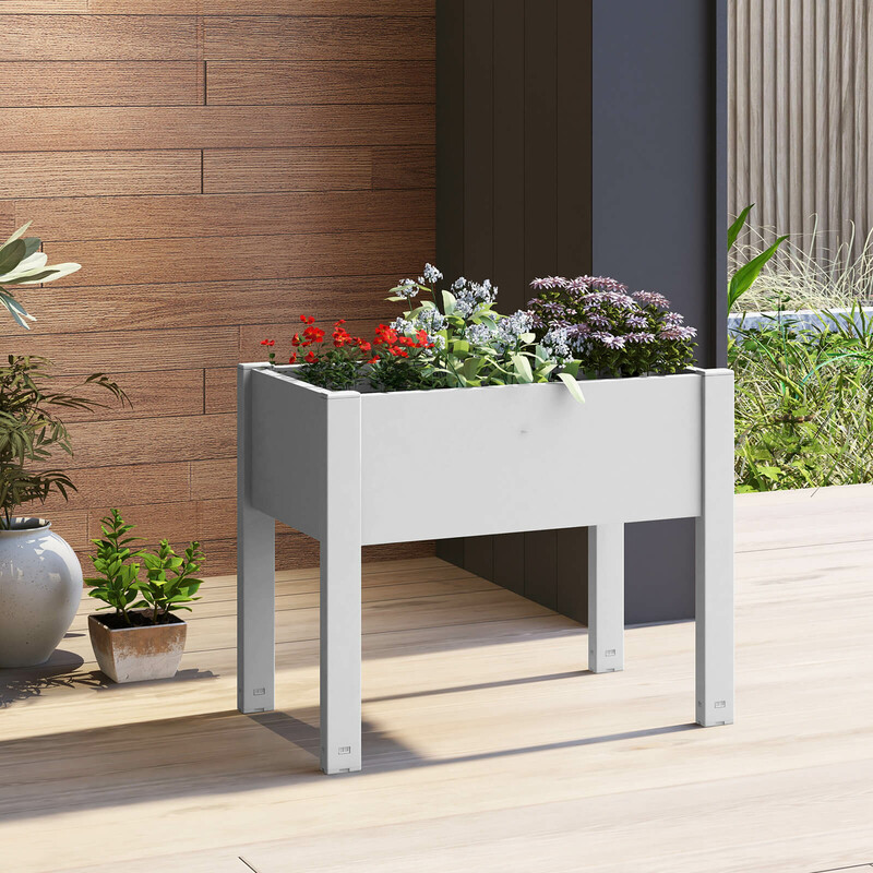Självbevattnande odlingslåda i plast för trädgård och balkong, 53L, vit, 76x45x61 cm
