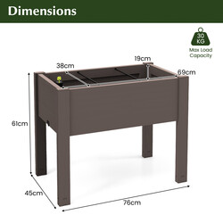 Självbevattnande upphöjd odlingslåda i plast 53L med smart bevattningssystem kaffe färg