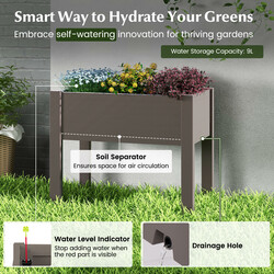 Självbevattnande upphöjd odlingslåda i plast 53L med smart bevattningssystem kaffe färg