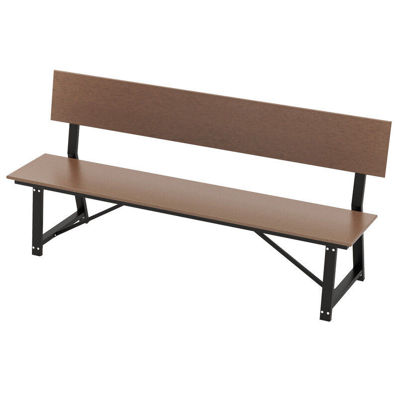 Väderbeständig trädgårdsbänk 3-sits brun, ergonomisk design, upp till 500 kg, 183x52x85 cm