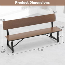 Väderbeständig trädgårdsbänk 3-sits brun, ergonomisk design, upp till 500 kg, 183x52x85 cm