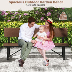 Väderbeständig trädgårdsbänk 3-sits brun, ergonomisk design, upp till 500 kg, 183x52x85 cm