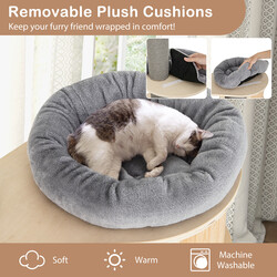 Justerbart golv-till-tak klätterträd för katter med koja och hängmatta