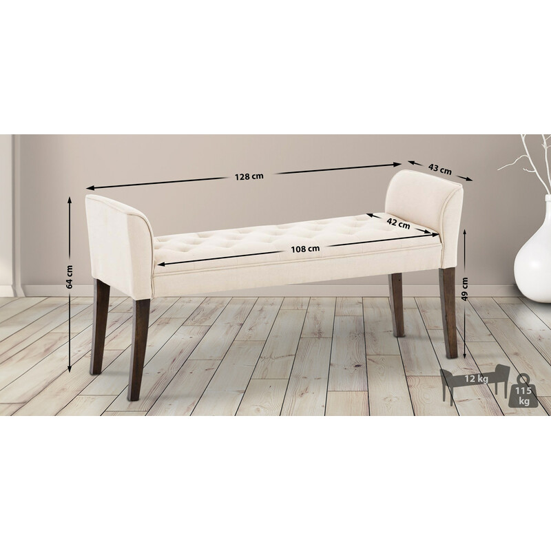 Elegant vilstol med quiltad klädsel och gummiträben