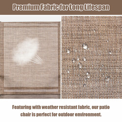 2-pack trädgårdsstolar med böjda armstöd och förstärkt metallram för utomhusbruk brun