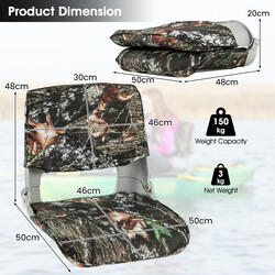 Vikbar båtsits med låg ryggstöd och kamouflagemönster för optimal komfort och hållbarhet