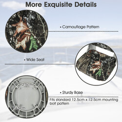 Vikbar båtsits med låg ryggstöd och kamouflagemönster för optimal komfort och hållbarhet