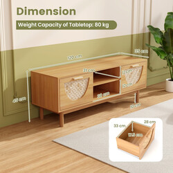 Tv-bänk med 2 lådor och öppna hyllor för tv upp till 55 tum