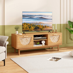 Tv-bänk med 2 lådor och öppna hyllor för tv upp till 55 tum