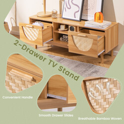 Tv-bänk med 2 lådor och öppna hyllor för tv upp till 55 tum