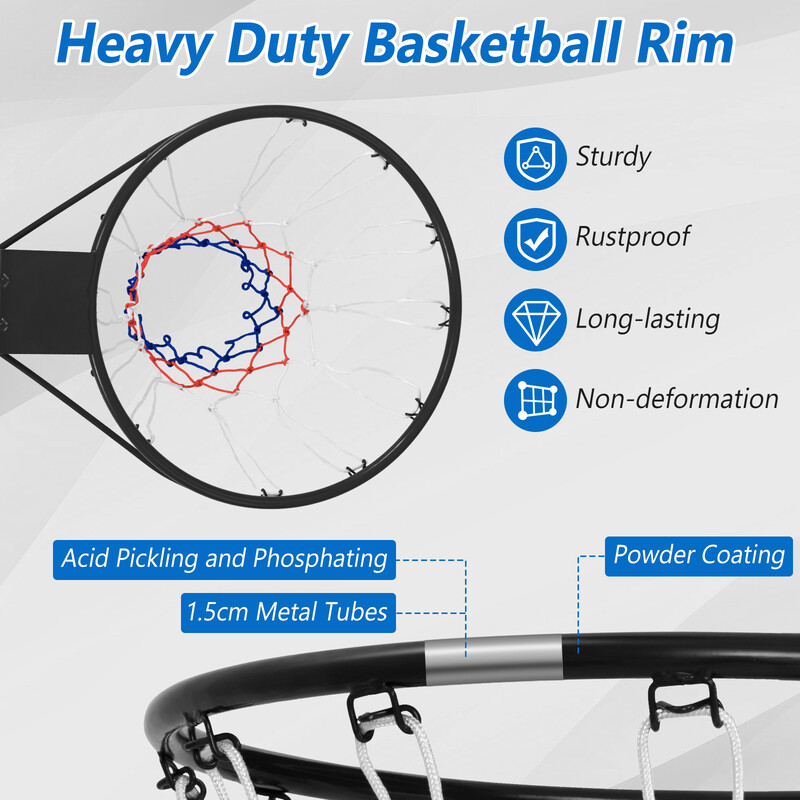 Basketkorg för dörr och väggmontering inomhus, hållbar metallkonstruktion med nät, enkel installation