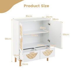 Sidoskåp med bambumönster, justerbar hylla och två lådor för flexibel förvaring