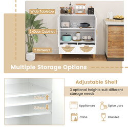 Sidoskåp med bambumönster, justerbar hylla och två lådor för flexibel förvaring