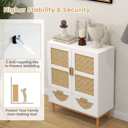 Sidoskåp med bambumönster, justerbar hylla och två lådor för flexibel förvaring