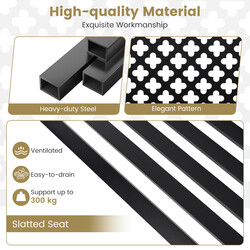 Trädgårdsbänk i metall för 2-3 personer med ryggstöd och armstöd, svart 127x62x86 cm