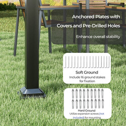 Grå pergola med skjutbart tak, vattentät och vintertålig för trädgård, 3,1 x 3,1 m