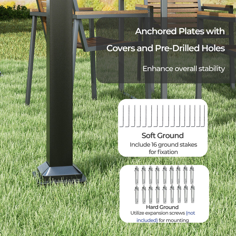 Grå pergola med skjutbart tak, vattentät och vintertålig för trädgård, 3,1 x 3,1 m