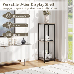 3-vånings metall växtställning med tippskydd och trädetaljer 30,5 x 30,5 x 91,5 cm