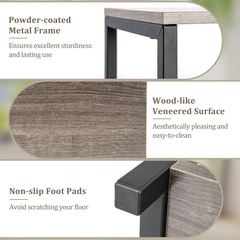 3-vånings metall växtställning med tippskydd och trädetaljer 30,5 x 30,5 x 91,5 cm