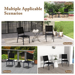 2-pack trädgårdsstolar i aluminium med andningsbart tyg och ergonomiskt ryggstöd svart