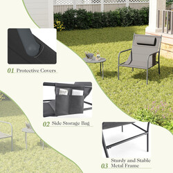 Elegant och bekvämt balkongmöbelset med 2 stolar och bord i grått, ergonomisk design