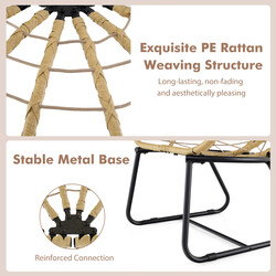 Rattan fåtölj med avtagbar kudde och metallram för inomhus och utomhus bruk beige