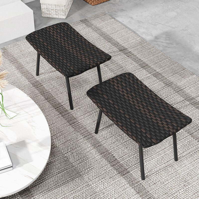 2-pack fotpallar i svart PE-rotting med quick dry-skum för utomhusbruk