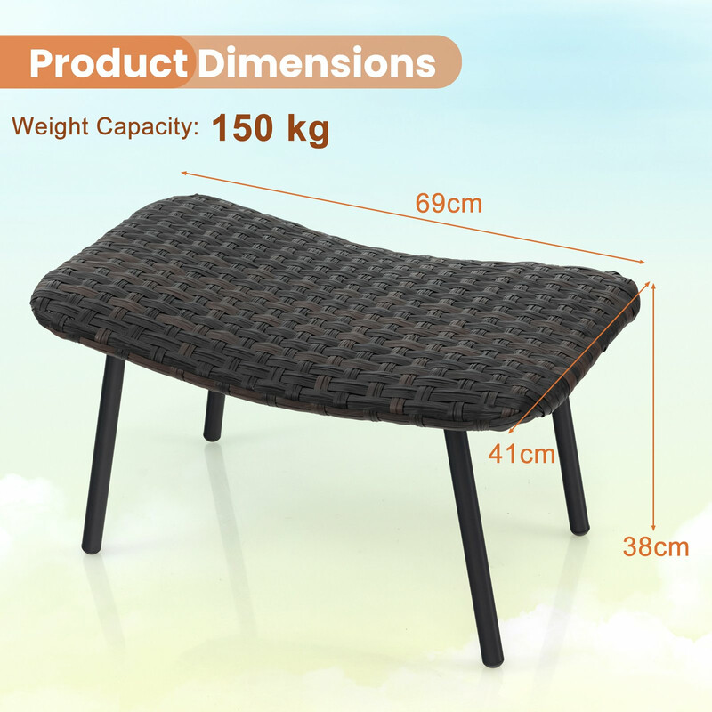 2-pack fotpallar i svart PE-rotting med quick dry-skum för utomhusbruk