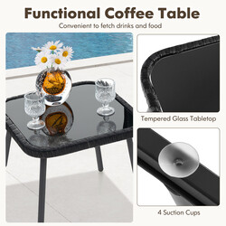 Rottingset för balkong med 2 stolar och bord i brun nyans