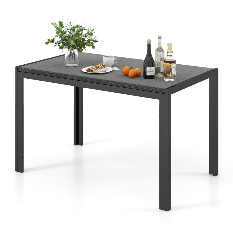 Rektangulärt rottingbord för utomhusbruk, plats för 4-6 personer, brun, 120 x 71 x 72 cm