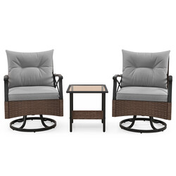 Rottingset för trädgård och balkong med 2 gungstolar och bord