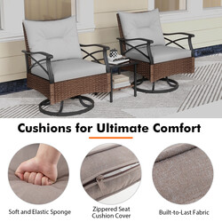 Rottingset för trädgård och balkong med 2 gungstolar och bord