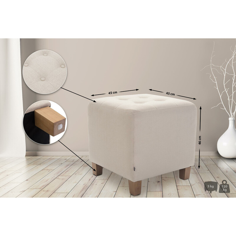 Modern och mångsidig sittpall med quiltat tygöverdrag