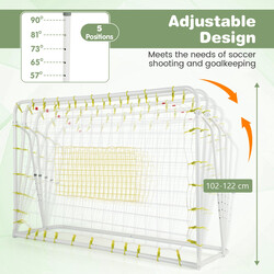 2-i-1 fotbollsmål och rebounder för barn, justerbar höjd, vädertålig, 187 x 60 x 102-122,5 cm
