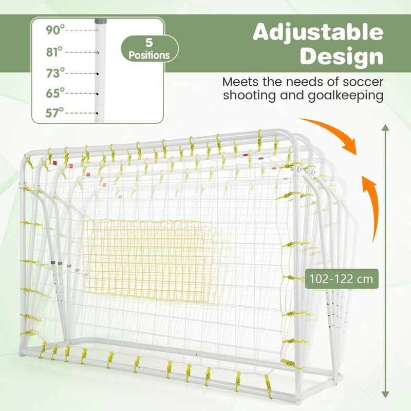 2-i-1 fotbollsmål och rebounder för barn, justerbar höjd, vädertålig, 187 x 60 x 102-122,5 cm
